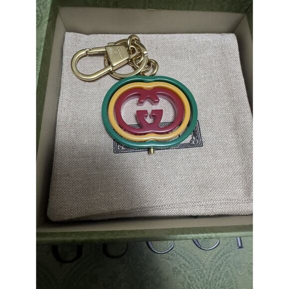 Gucci Interlocking G Rainbow Keyring Key Chain Handbag Charm NWT